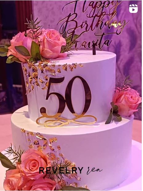 Two Tier Flower Elegant Cake